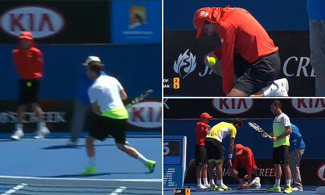 Australia Open, Pemungut Bola Tenis KO Dihantam Bola di Selangkangannya